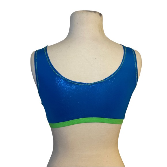 Handmade Blue Metallic Alien Rave Festival Set Rave Hood Sports Bra - Picture 3 of 7